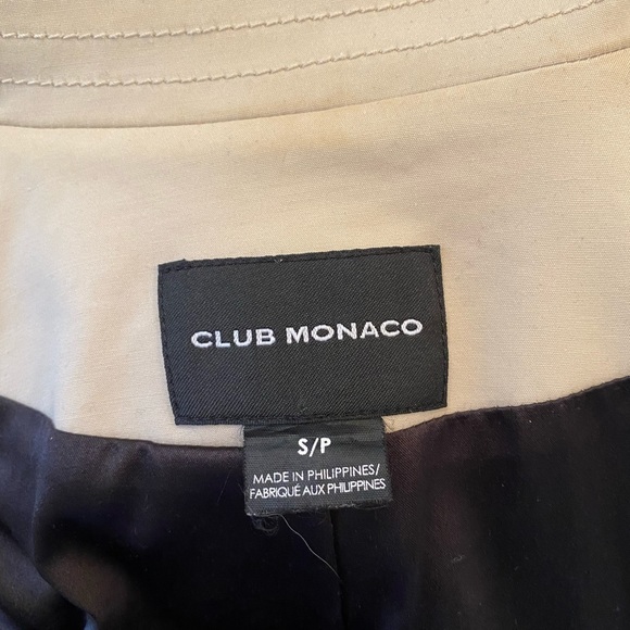 Club Monaco Trench Coat Cream/Black Leather S - Picture 8 of 8